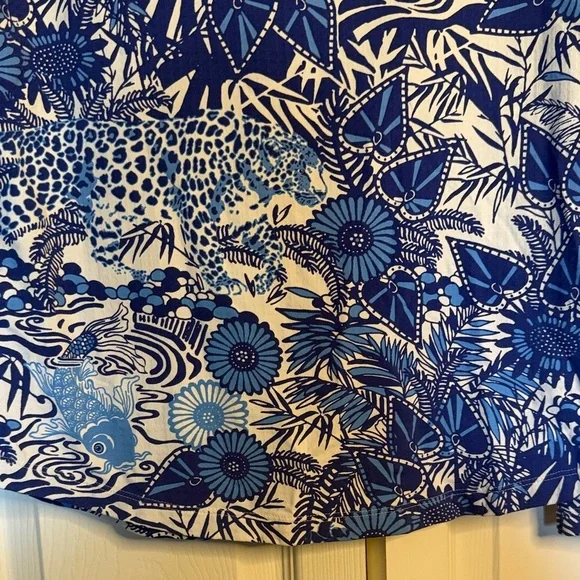 IBKUL Bamboo Gardens Blue and White Quarter Zip size S - Picture 10 of 13